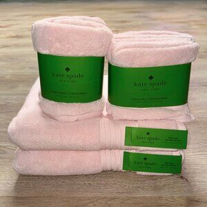 8 Pc Kate Spade Ballet Pink Bath Towel Set Striped 2 Bath 2 Hand 4 Washcloths